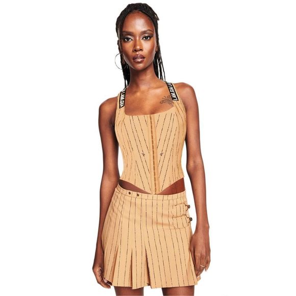 nwt iamgia siobhan tan pinstripe corset xs - Picture 4 of 5